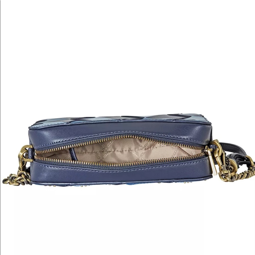 NWT Michael Kors Zip Top Admiral/Multi Camera Woven Leather Cross-Body Bag Purse - Picture 5 of 5